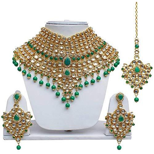 I Jewels Traditional Gold Plated Kundan Bridal Dulhan Jewellery Set for Women (IJ021G)