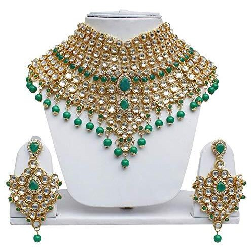 I Jewels Traditional Gold Plated Kundan Bridal Dulhan Jewellery Set for Women (IJ021G)
