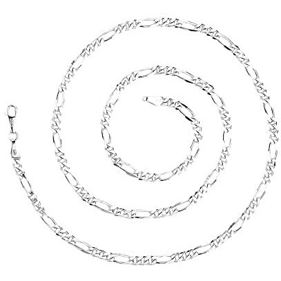 I JUELS  LIVE THE EMOTIONS 925 Sterling Silver 2MM Italian Silver Figaro 22 Chain for Men and Women - IJSC013