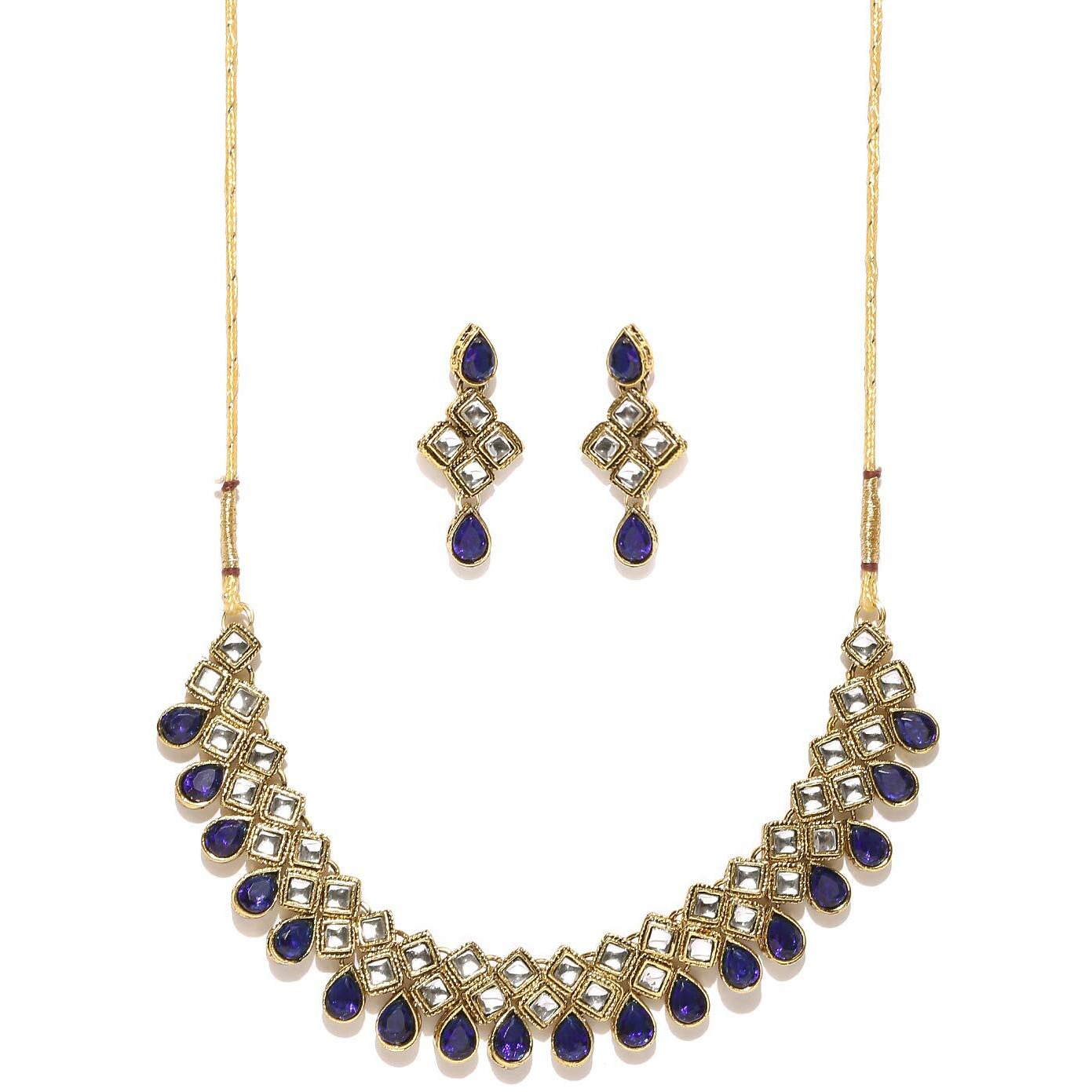 ZAVERI PEARLS Cubical Style kundan Necklace Set For Women -ZPFK4140