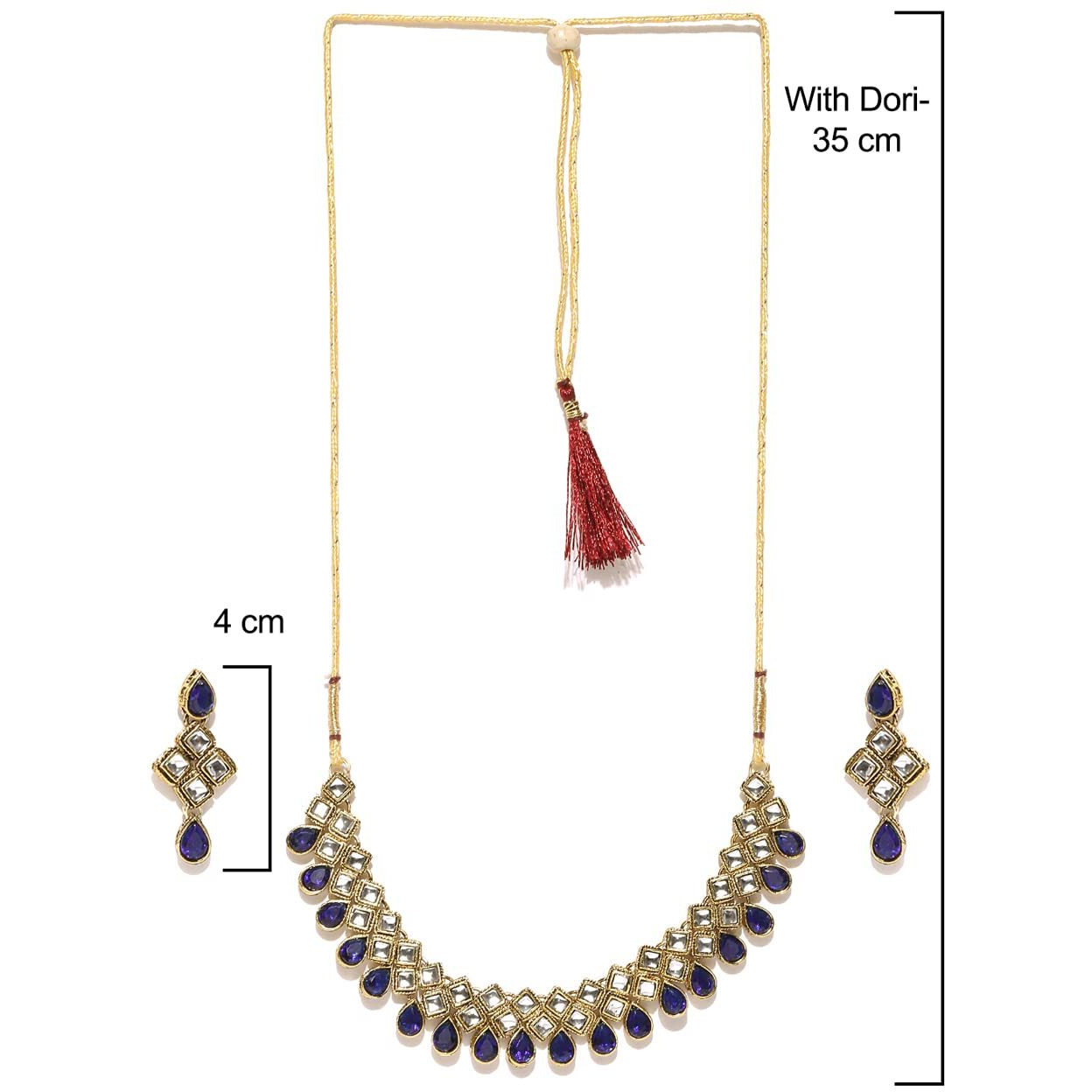 ZAVERI PEARLS Cubical Style kundan Necklace Set For Women -ZPFK4140