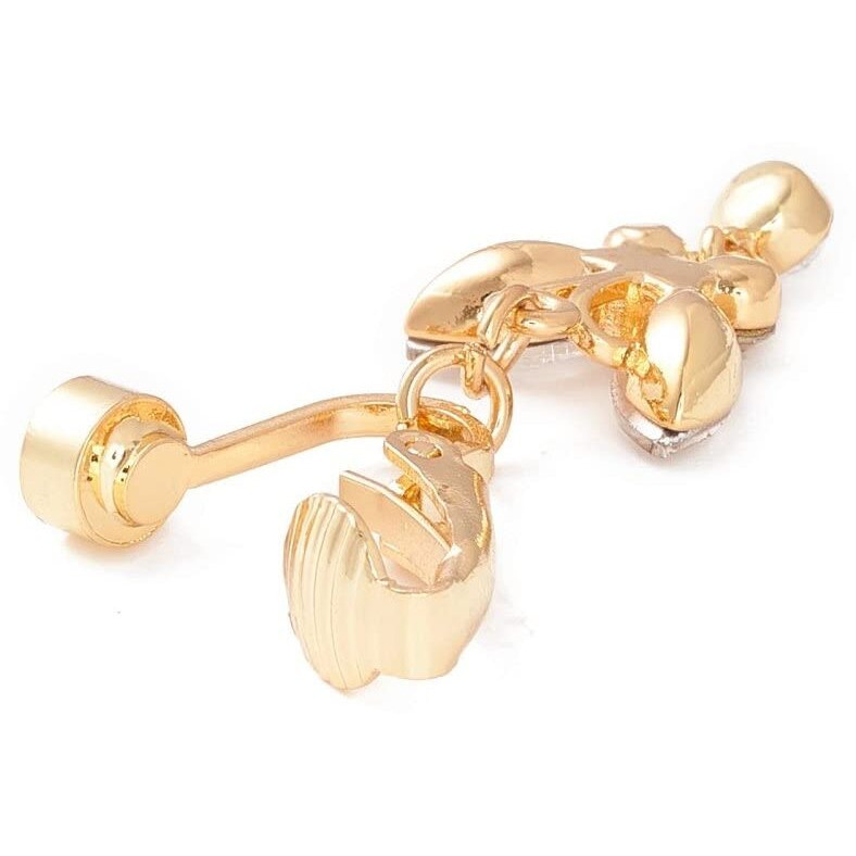 Via Mazzini Clip-On Style No-Piercing Required Butterfly Charm Belly Button Navel Ring For Women And Girls (Bb0106) 1 Pc - Brass