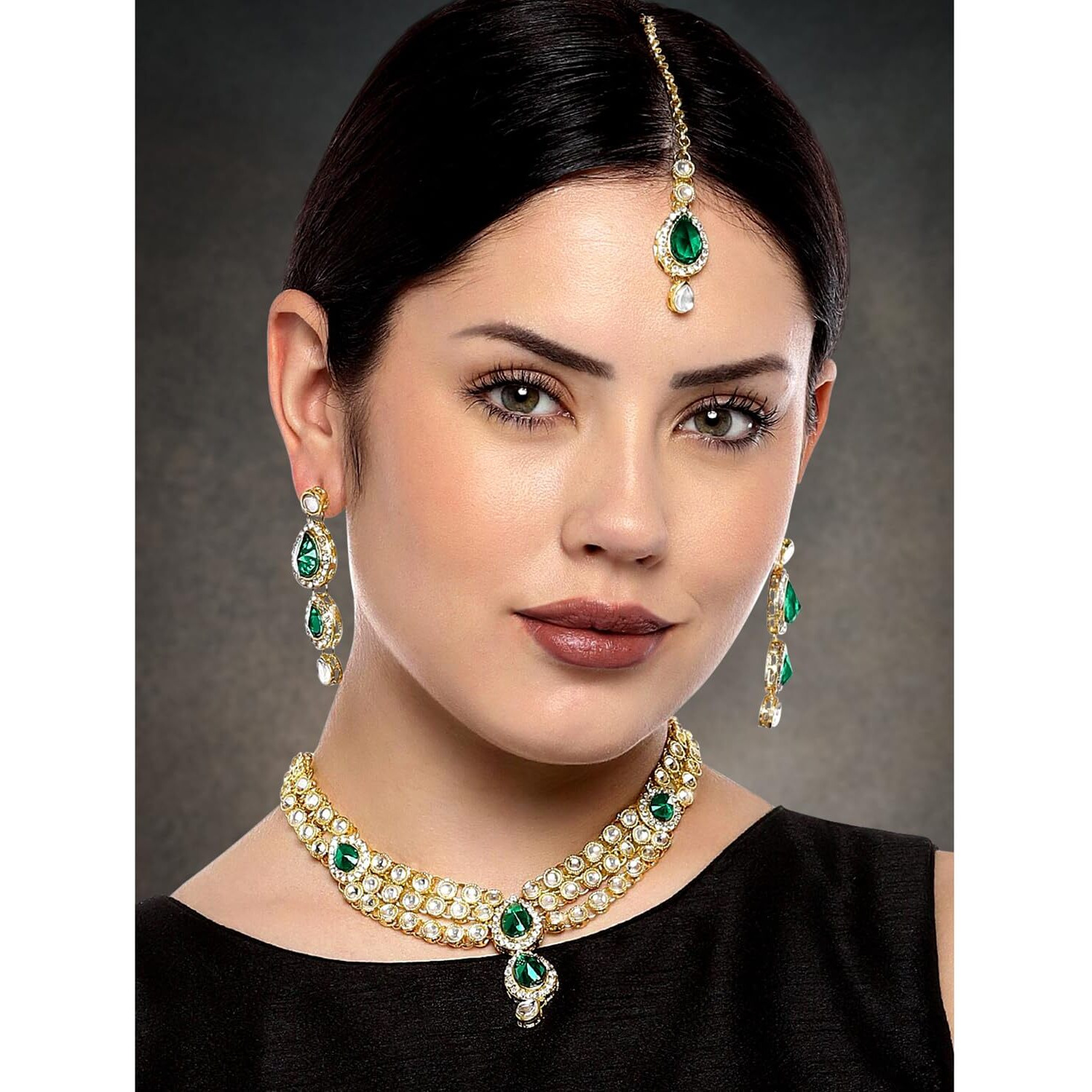 Peora Gold Plated Traditional Kundan Long Necklace Jewellery Set with Earring Maang Tikka for Women Girls