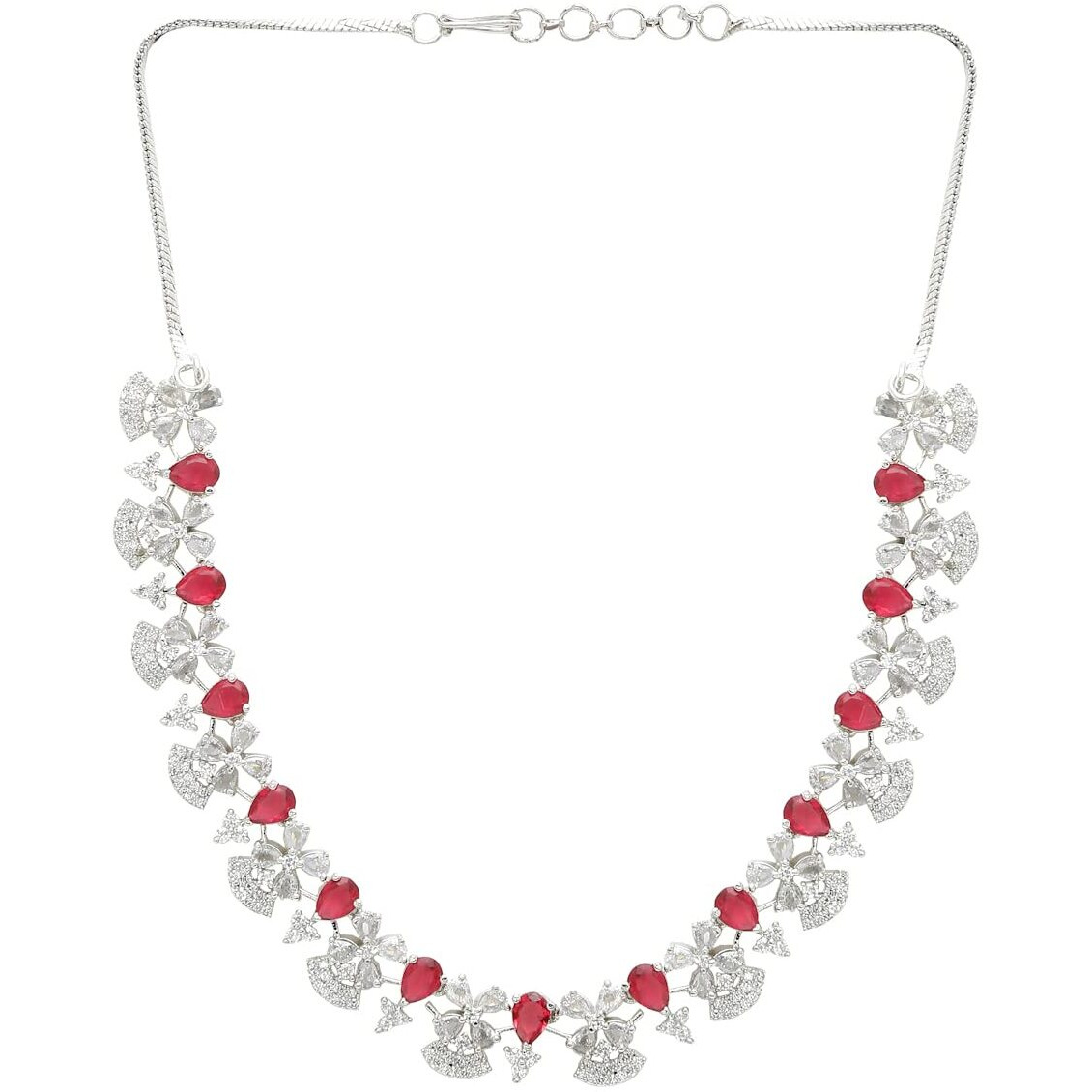 YouBella Jewellery for Women Celebrity Inspired American Diamond Studded Necklace Jewellery Set with Earrings for Girls and Women (Style 1)