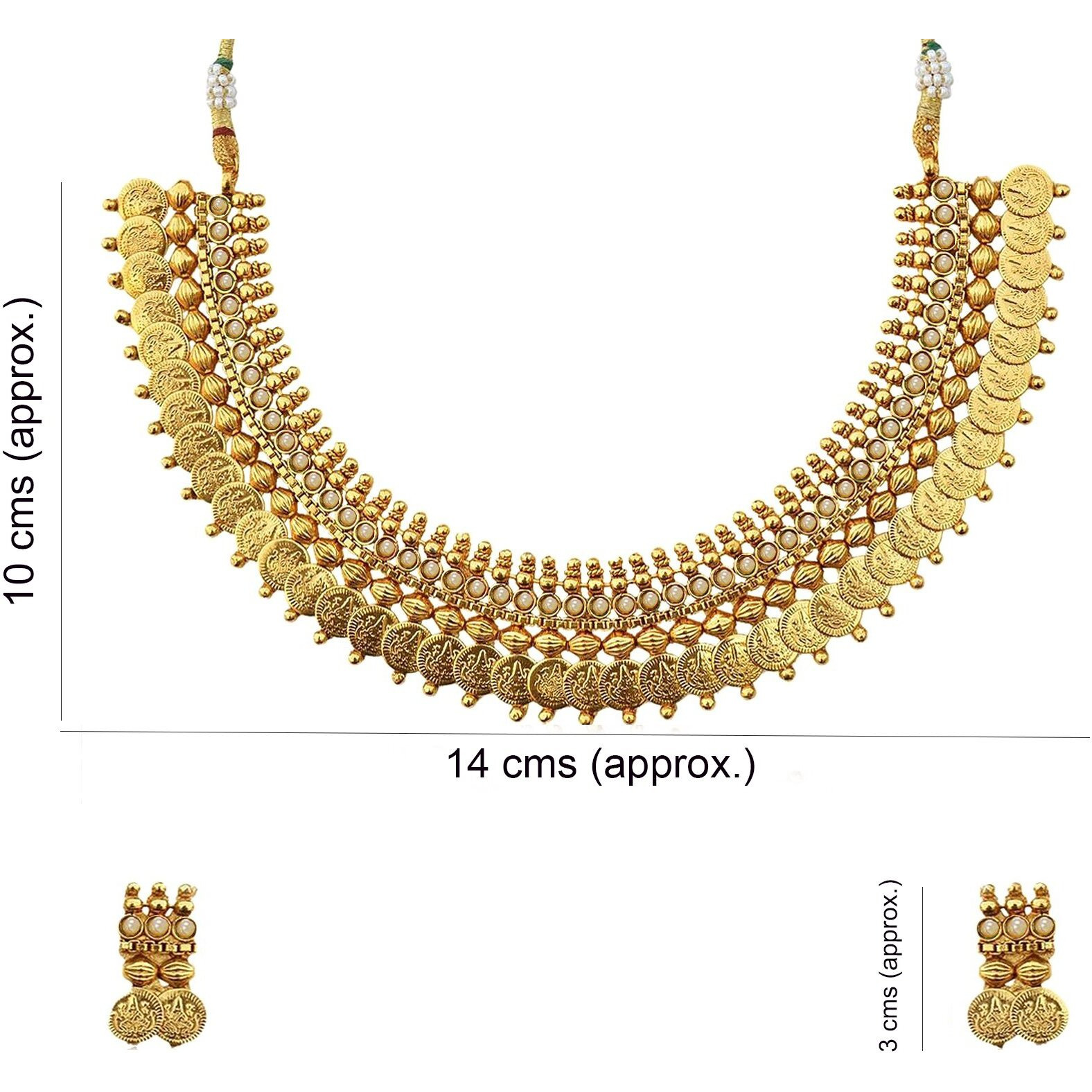 YouBella Red Traditional Temple coin Necklace Set/Jewellery Set with Earrings for Women (Style 2)