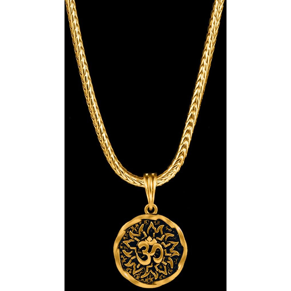 Nakabh Oxidised Gold Plated 3D Pendant Chain for Men Boys (Style 06)