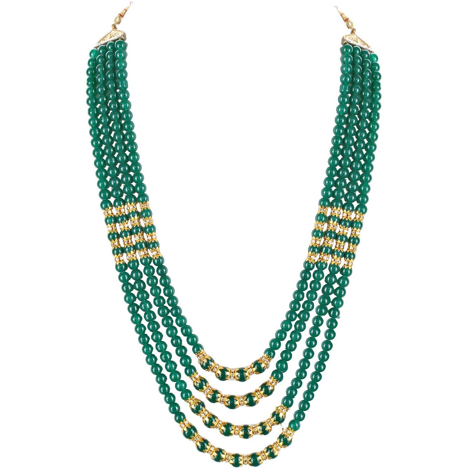 Lucky Jewellery Designer Golden Maroon Color Dulha Haar Layered Pearl Groom Necklace Set For Men (495-P1DM-JK545-LCT-M)