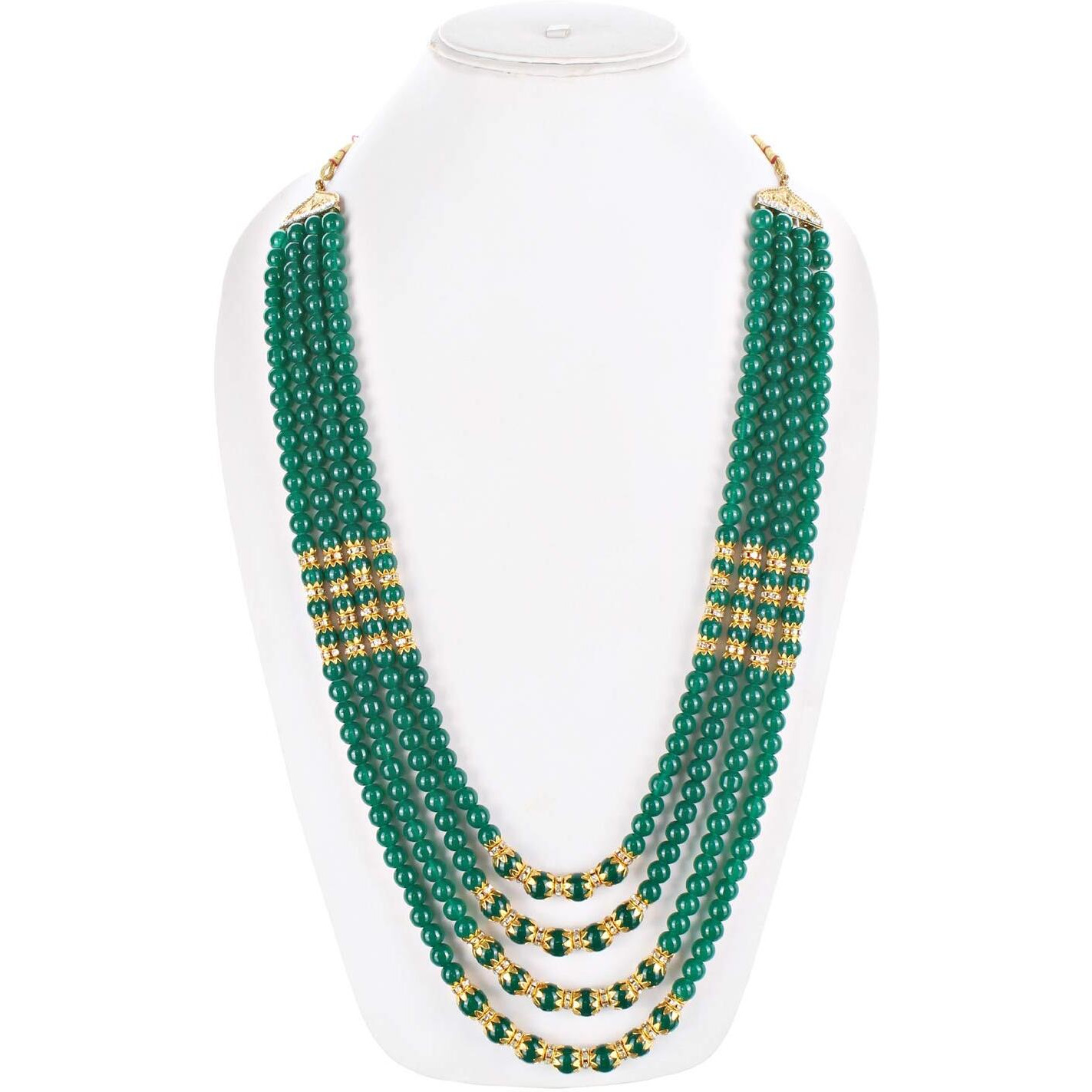 Lucky Jewellery Designer Golden Maroon Color Dulha Haar Layered Pearl Groom Necklace Set For Men (495-P1DM-JK545-LCT-M)