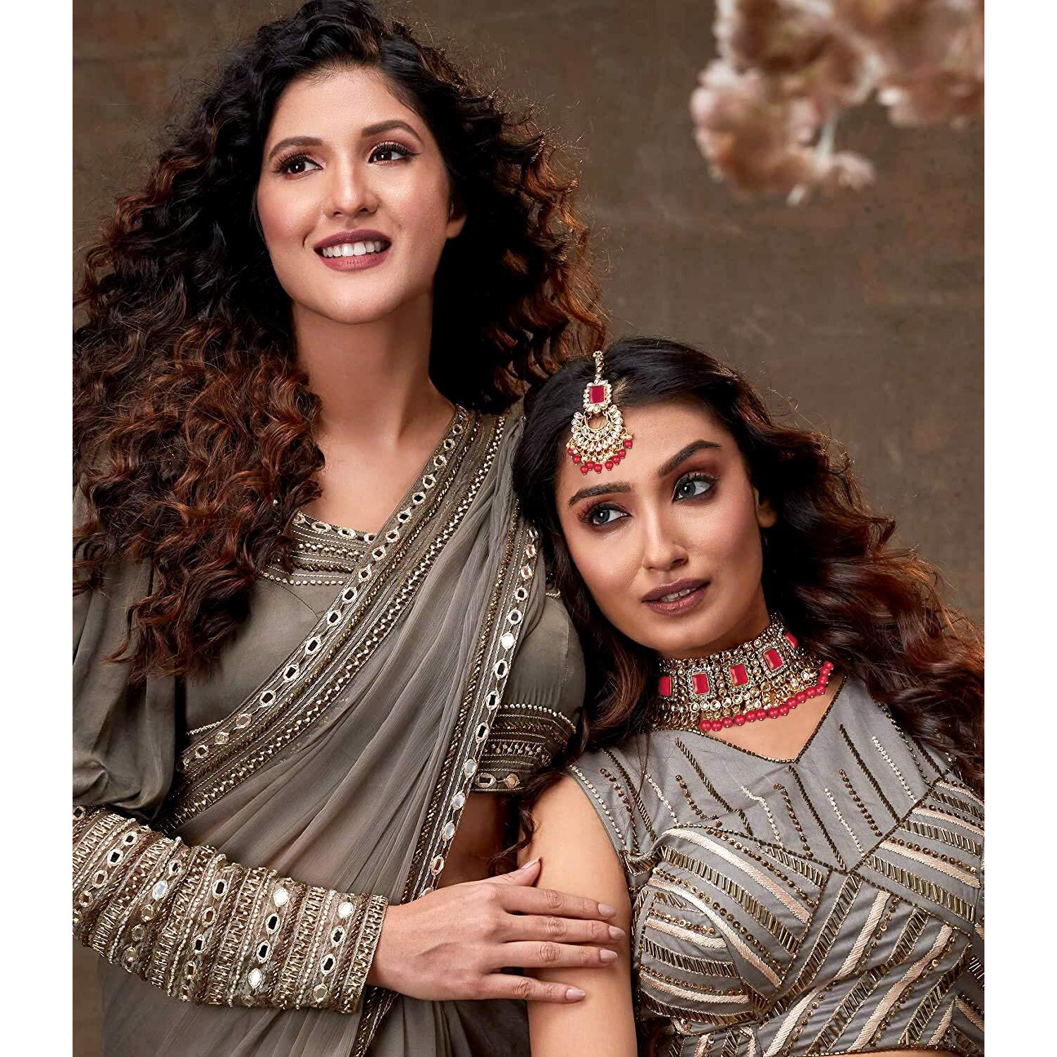 Peora Rani Padmavati Dulhan Bridal Kundan Pearl Adjustable Choker Necklace with Earrings Maang Tikka for Women Girls Indian Traditional Jewellery Set