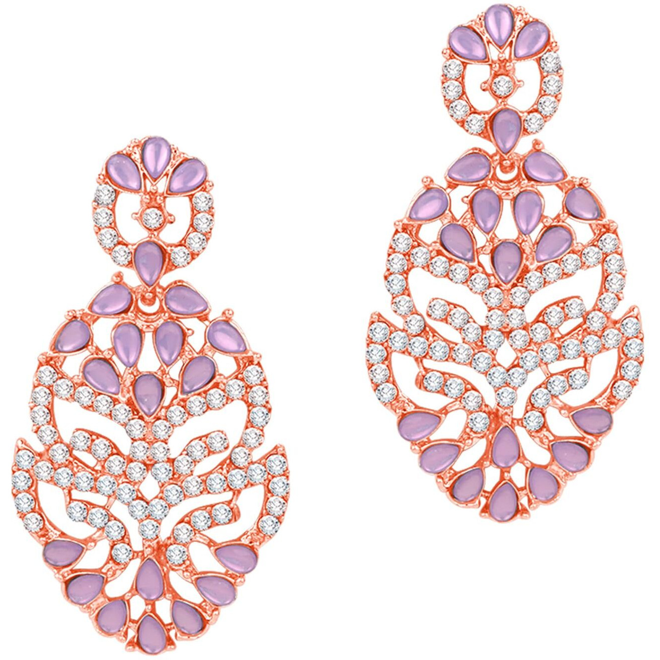 Atasi International Gold Plated Purple Kundan and American Diamond Necklace Jewellery Set with Earrings & Maang Tikka for Women (PU5746)
