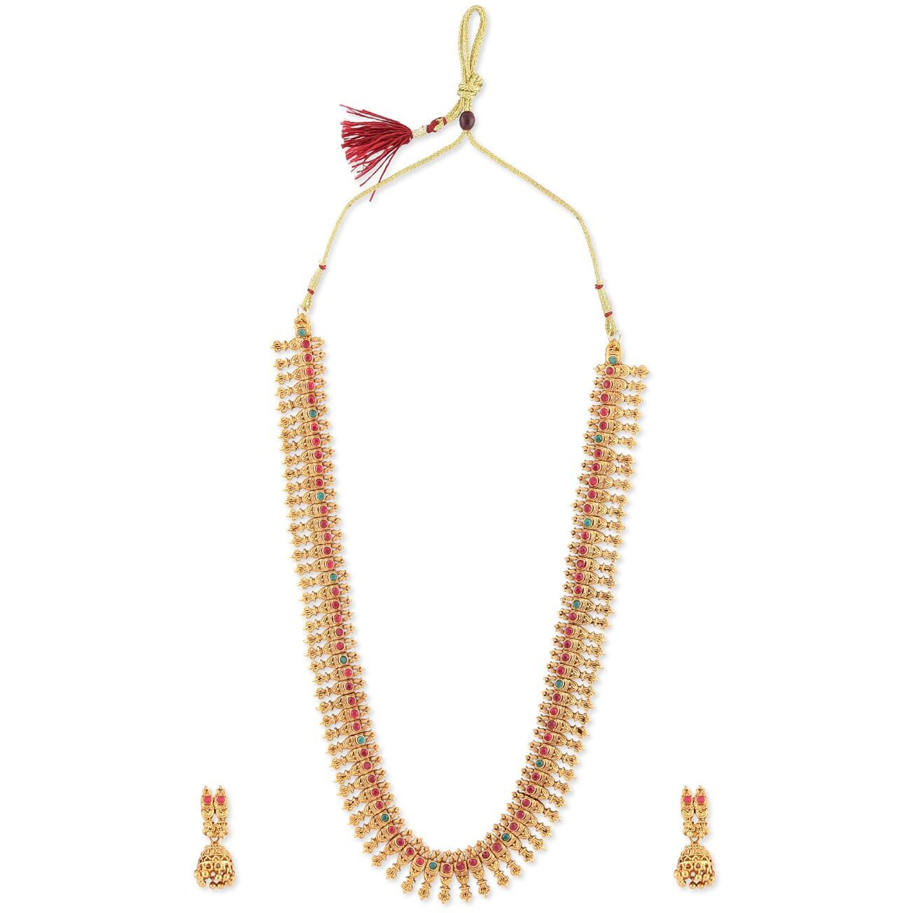 ZAVERI PEARLS Gold Tone Long Traditional Necklace Set For Women-ZPFK8963