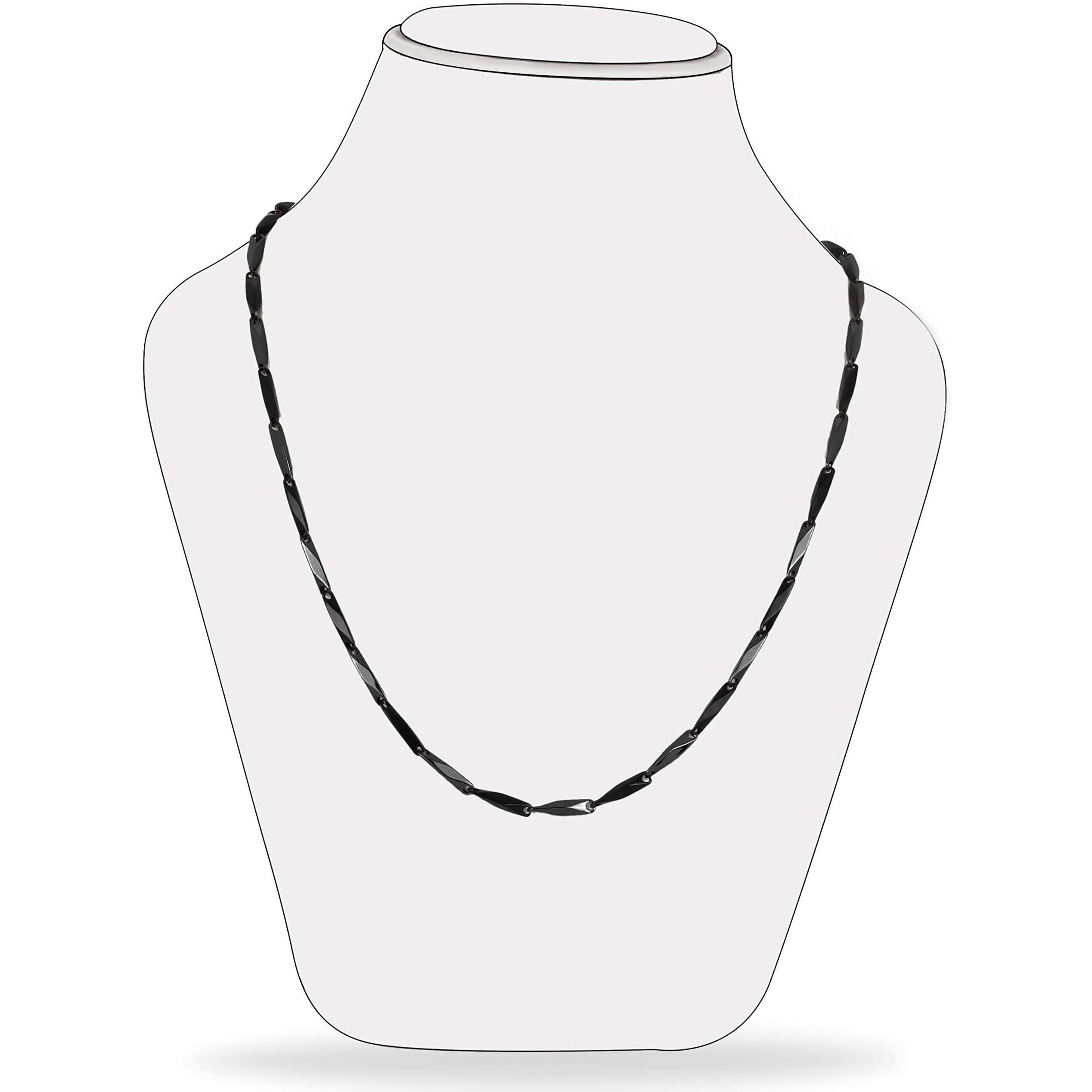 Fashion Frill Black Silver Chain For Men Stainless Steel Rice Necklace Black Silver Chain For Men Boys Stylish Mens Jewellery- 24 Inches