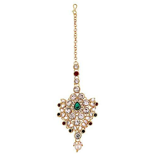 I Jewels Traditional Gold Plated Kundan Bridal Dulhan Jewellery Set for Women (IJ021MG)