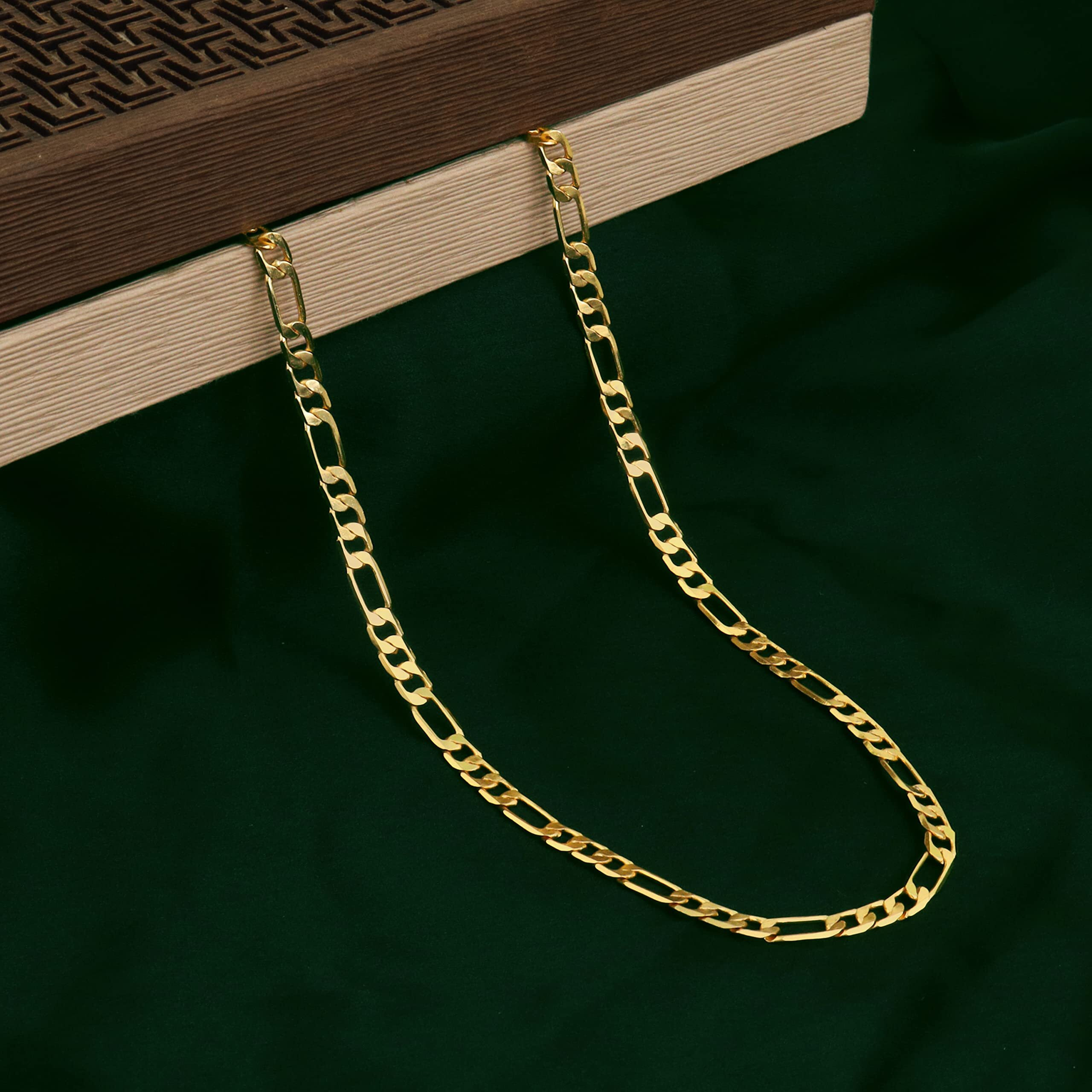 Fashion Frill Limited Edition Sachin Design Gold Plated Thin Necklace Chain For Men & Boys Golden 28 Inches