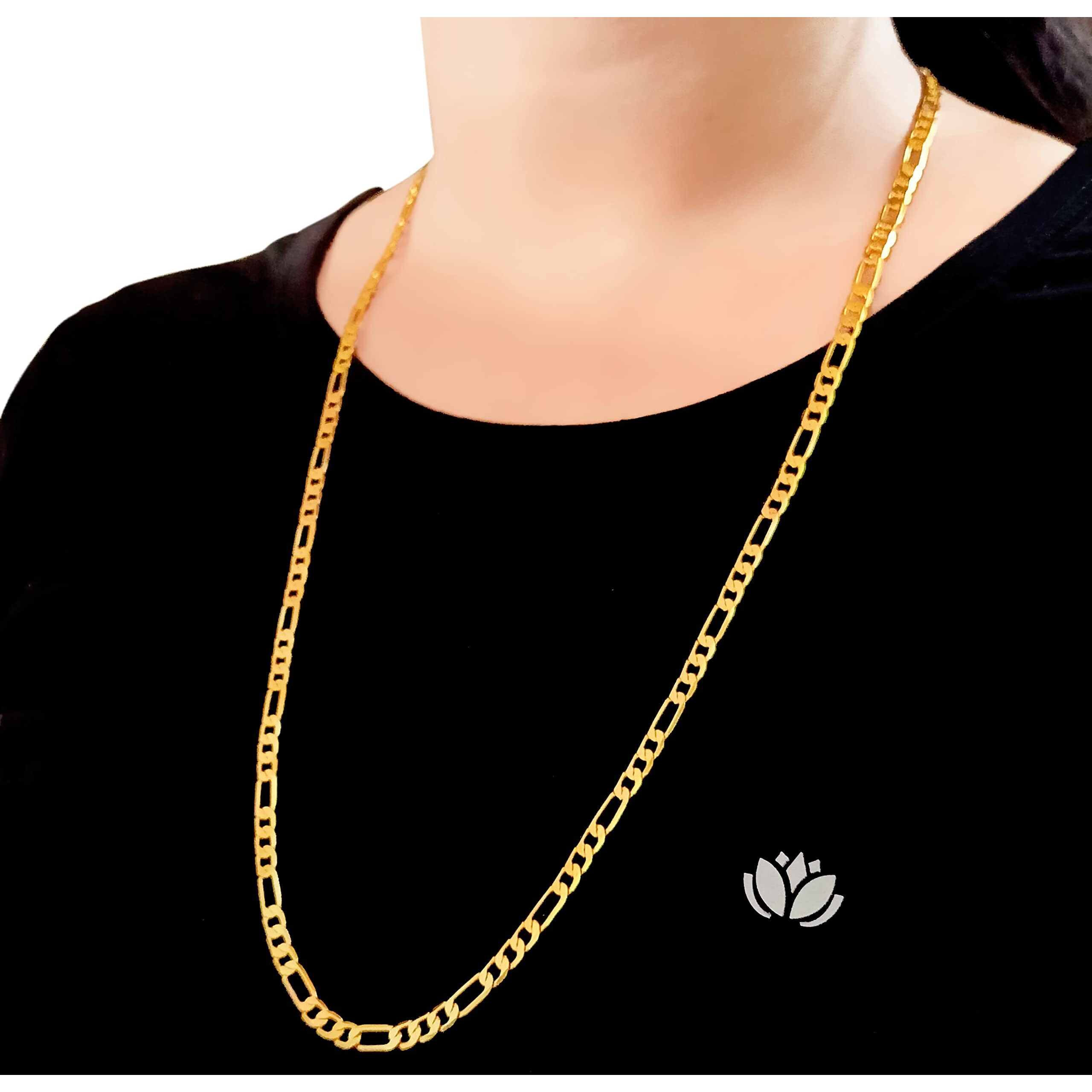Fashion Frill Limited Edition Sachin Design Gold Plated Thin Necklace Chain For Men & Boys Golden 28 Inches