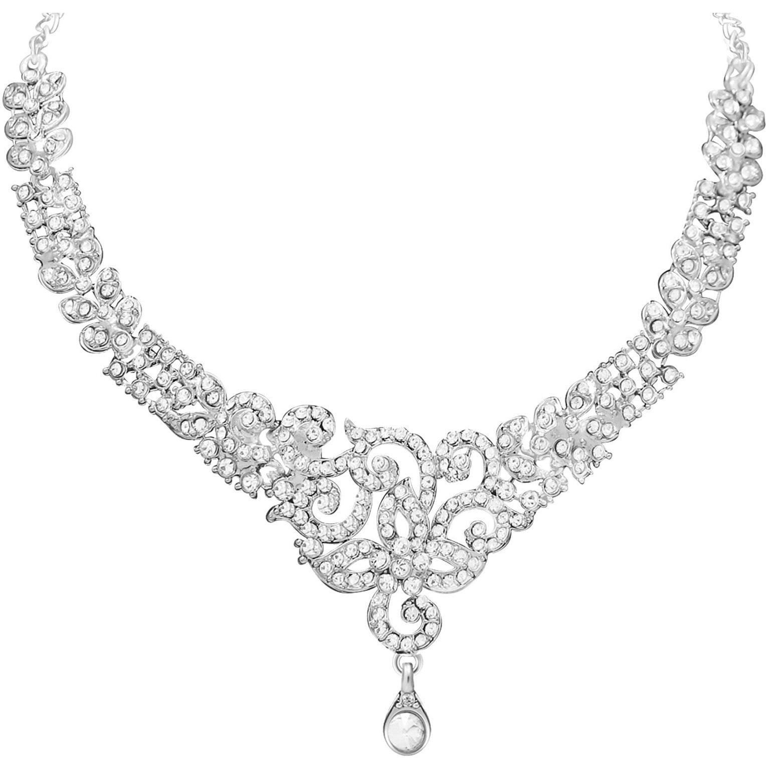 Atasi International Amazing Silver-Plated Alloy Choker Bridal Necklace Set/Jewelry with Earrings & Maang Tikka