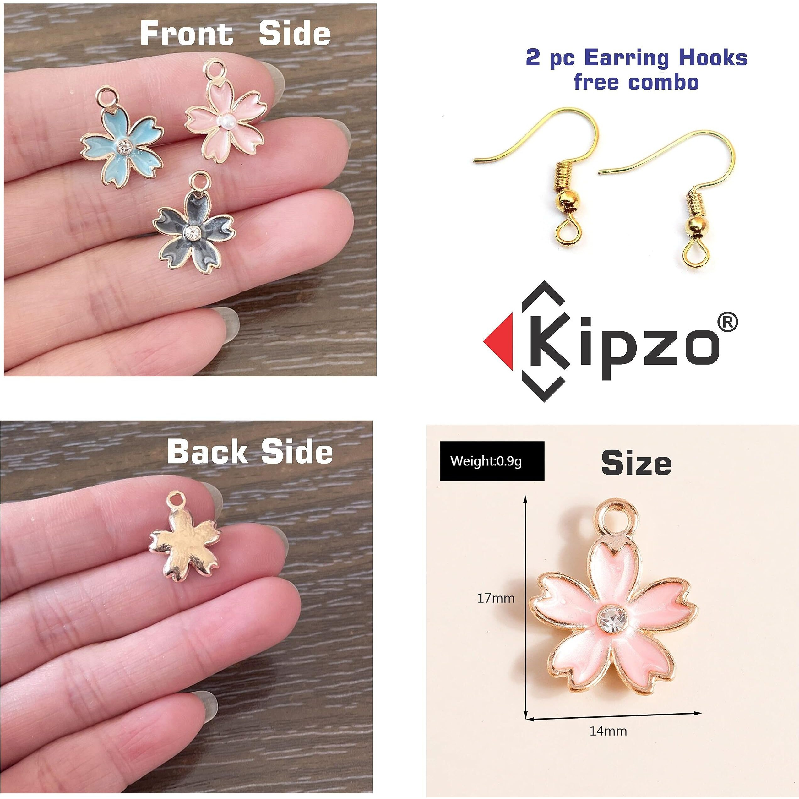 KIPZO Pastel baby pink Pack of 2 flower pendant for girls Phone Charms cute pearl for women stylish Hanging Keychain necklace chain Lanyard golden thread Ornament earring combo with Zip Pouch