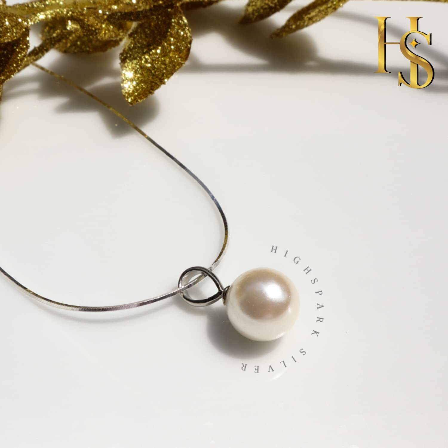 HighSpark Pearl Earrings Pendant Chain Set | 92.5 Sterling Silver & Brilliant Lustre Pearls | Lovely Gift for Women & Girls - Pearl Set