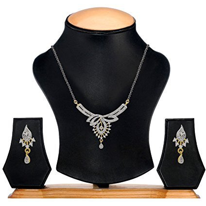 Jewels Galaxy Custom American Diamond Gold Plated Mangalsutra Set for Women (JG-MNSS-68)