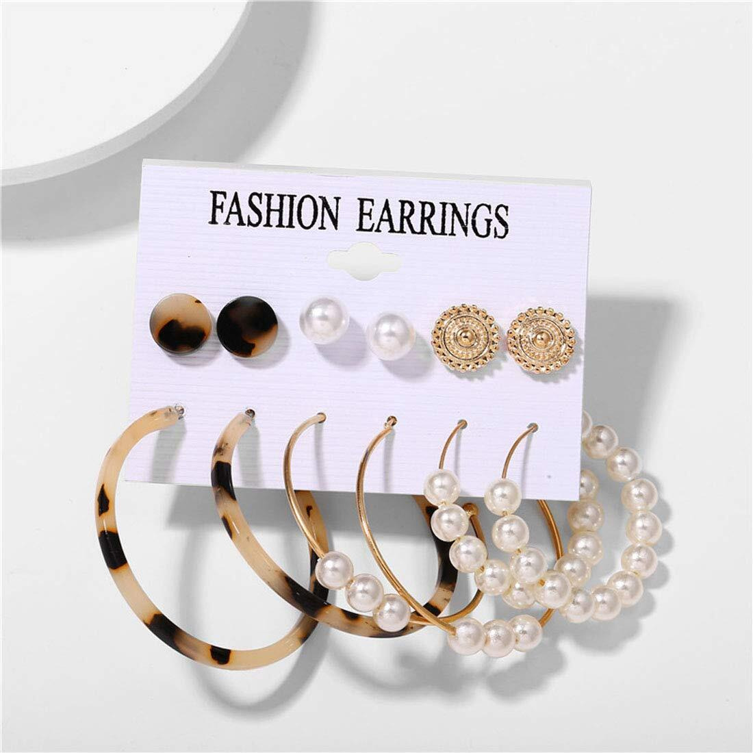 Jewels Galaxy Womens Fashion Pearl Multi Designs Mesmerizing 6 Pair of Earrings for Women/Girls (JG-PC-ERG-177), White, Onesize