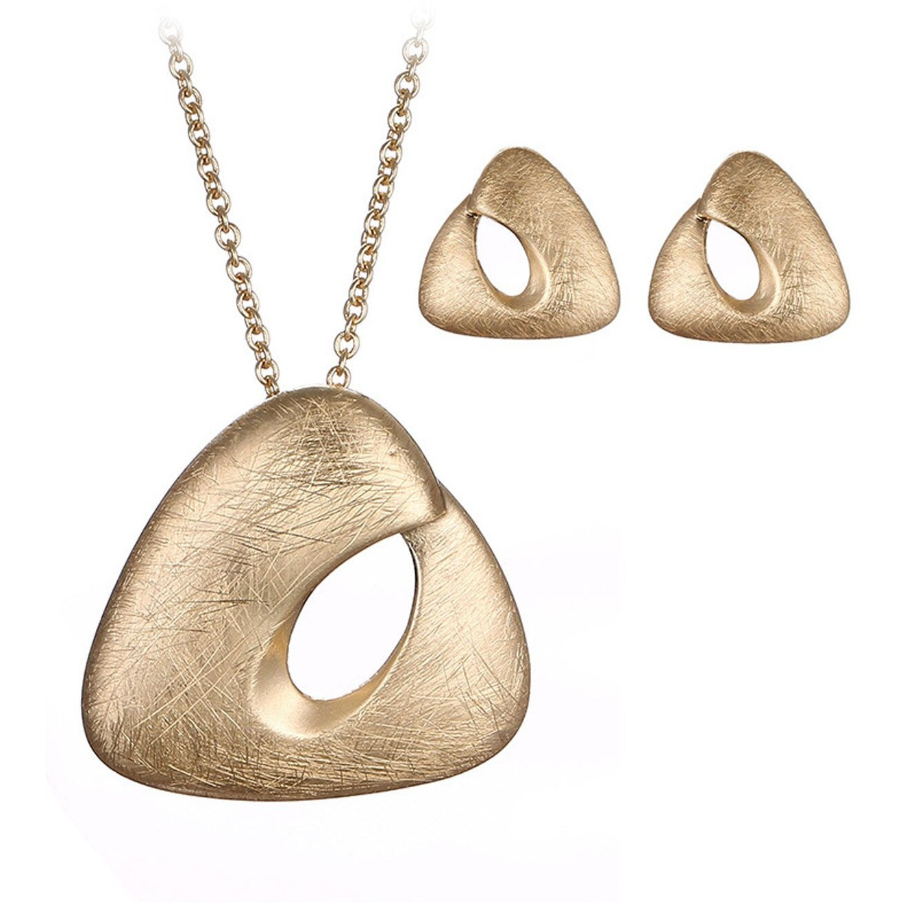 Young & Forever Trendsetter Matte Finish Gold Plated Stud Earring Pendant Set for Women Princess Length Delicate Chain Geometric Shape Necklace Set for Girls Fashion Jewelry