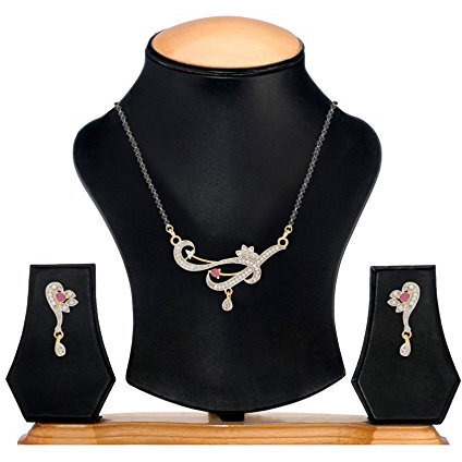 Jewels Galaxy Traditional AD Gold Plated Elegant Mangalsutra Set for Women (JG-MNSS-57)