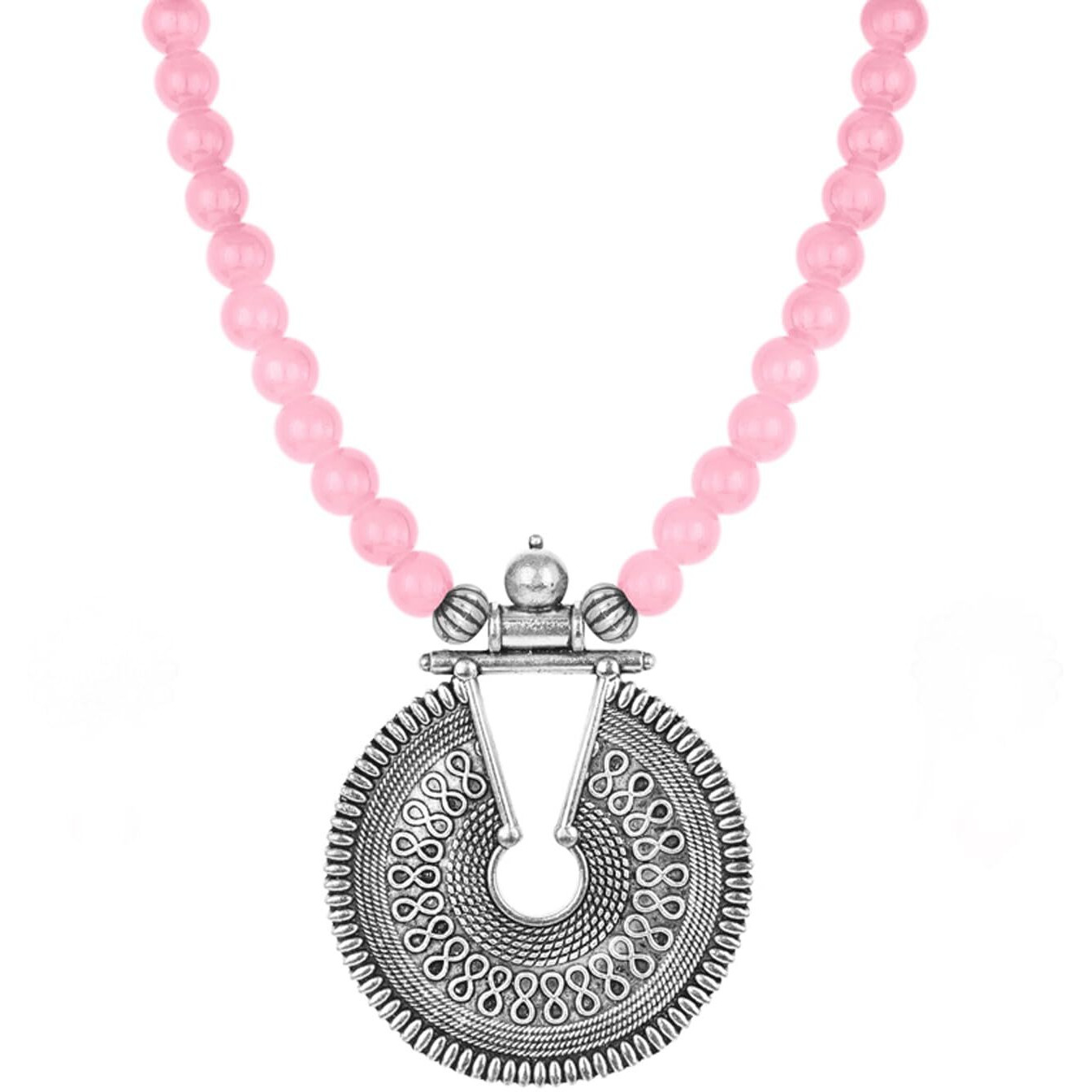 JFL - Jewellery for Less Latest Fashion Beaded Necklace Set for Women and Girls (Baby Pink),Valentine