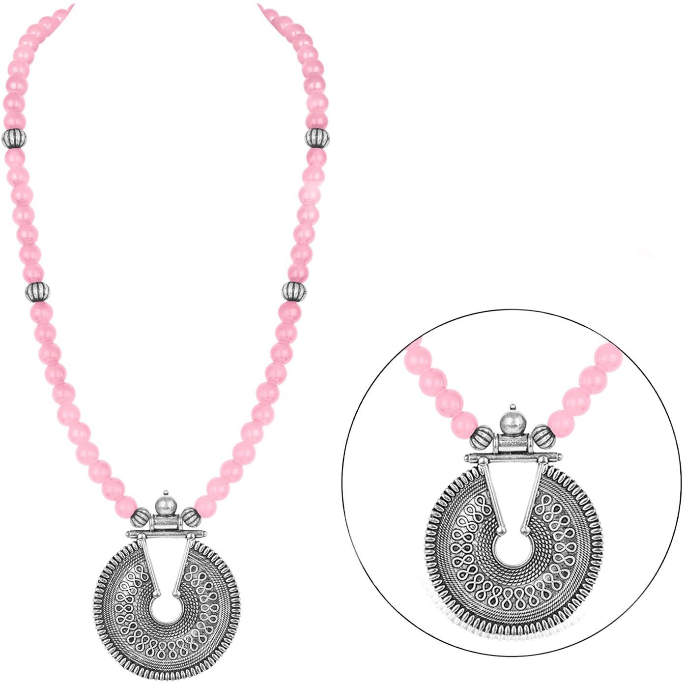 JFL - Jewellery for Less Latest Fashion Beaded Necklace Set for Women and Girls (Baby Pink),Valentine