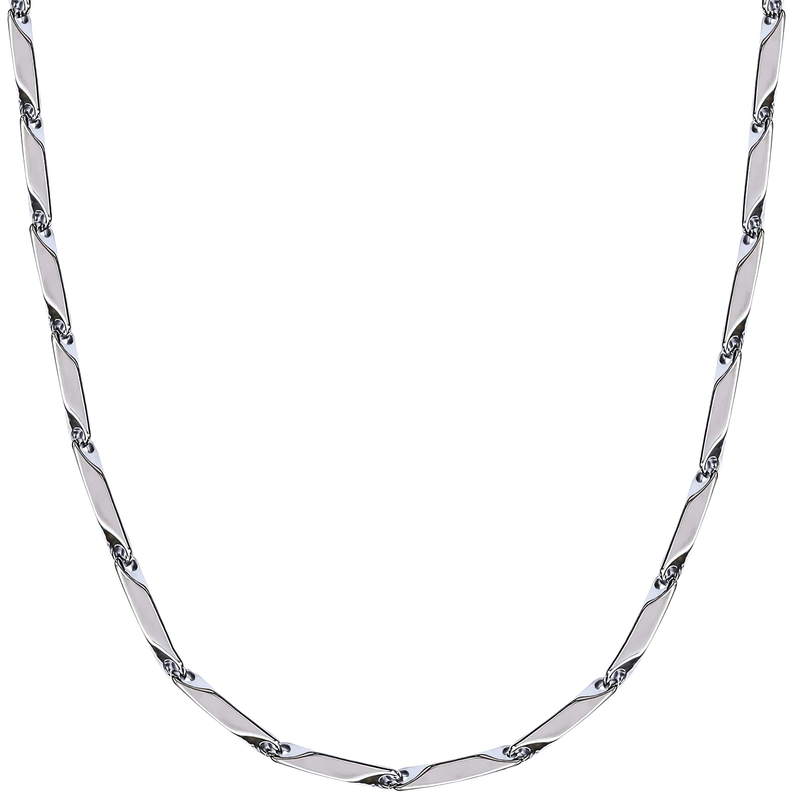 Fashion Frill Mens Jewellery Silver Chain For Boys Elegant Stainless Steel Necklace Silver Chain Double Coated Chains For Men Neck Chain Necklace Boys 22 Inches