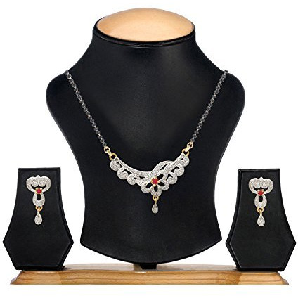 Jewels Galaxy Designer American Diamond Gold Plated Mangalsutra Set for Women (JG-MNSS-137)