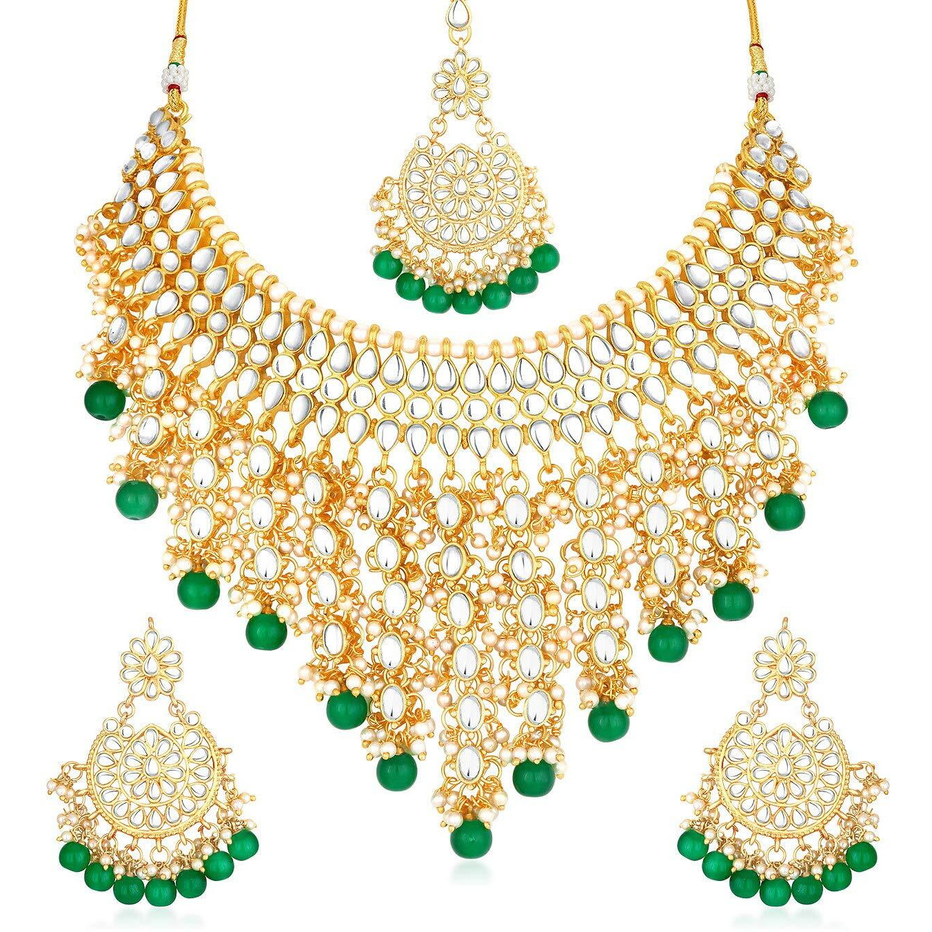 Sukkhi Lavish Pearl Gold Plated Wedding Jewellery Kundan Choker Necklace Set for Women (N73509)