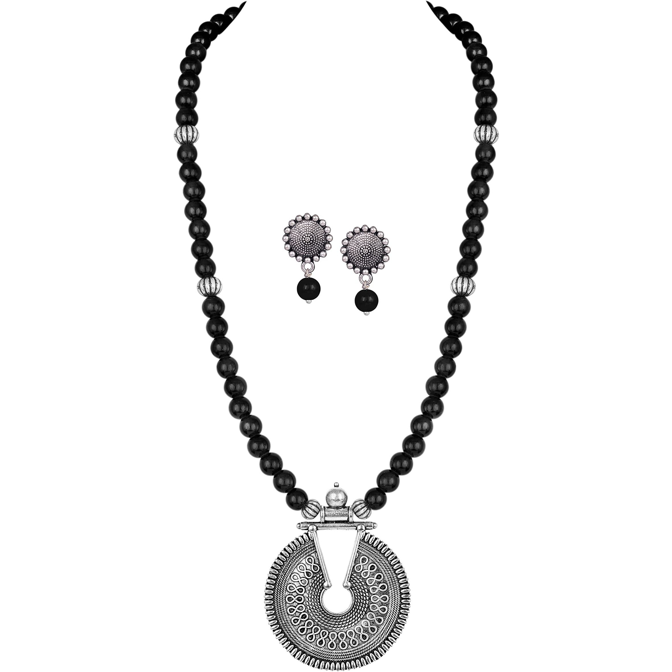 JFL - Jewellery for Less Latest Fashion Beaded Necklace Set for Women and Girls (Black),Valentine