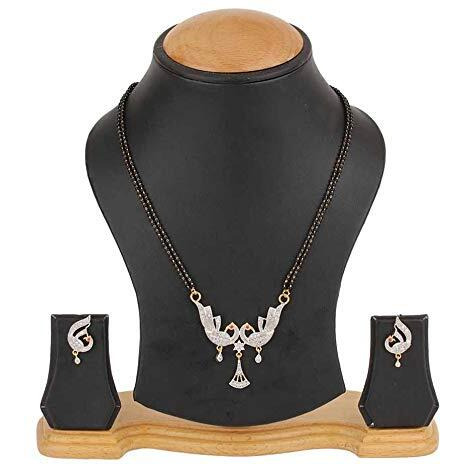 ZENEME Fashion American Diamond Gold Plated Designer Mangalsutra Combo 2 Jewellery for Women (Design-25)