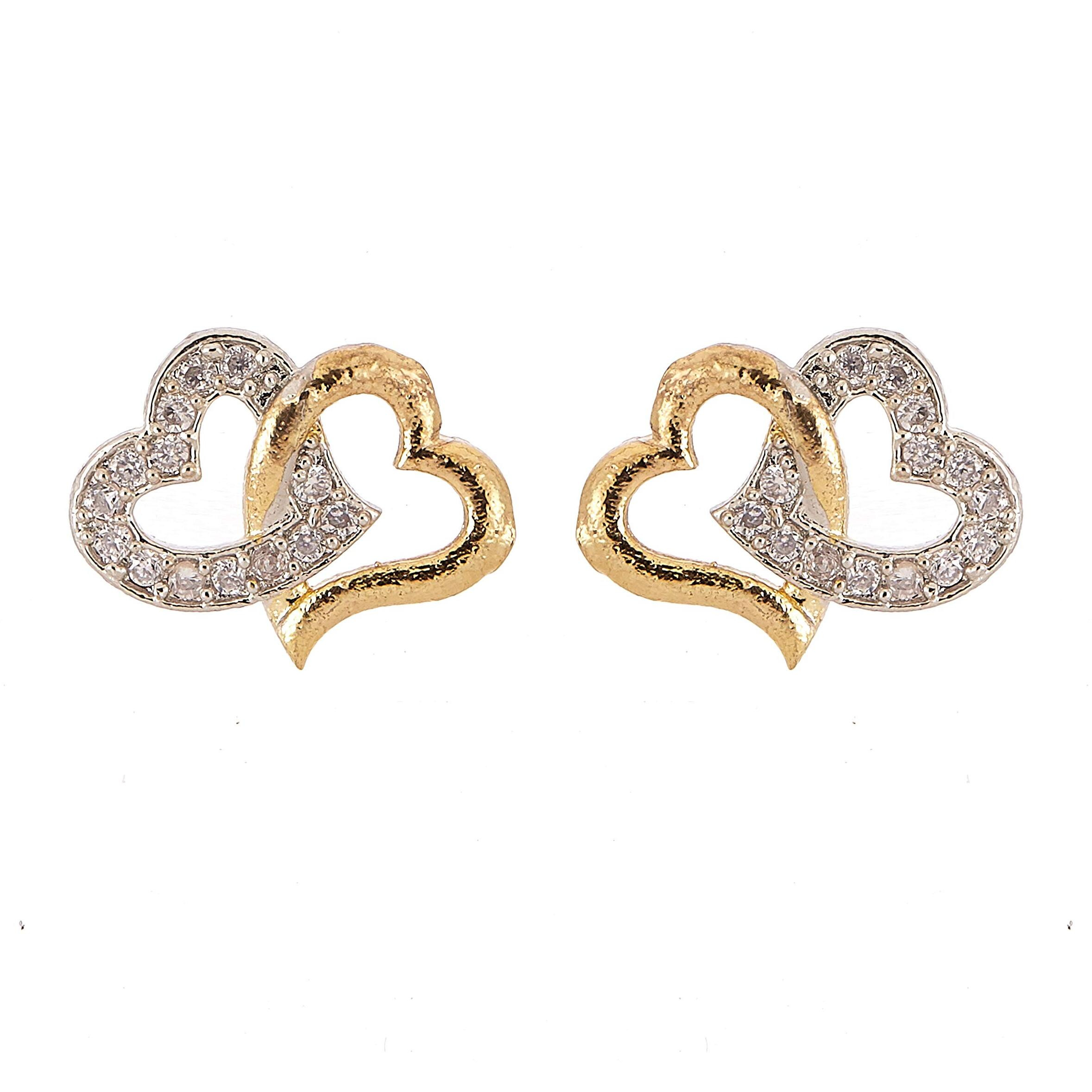 ZENEME Gold Plated and American Diamond Heart Shape Mangalsutra With Earrings for Women (Design-1)