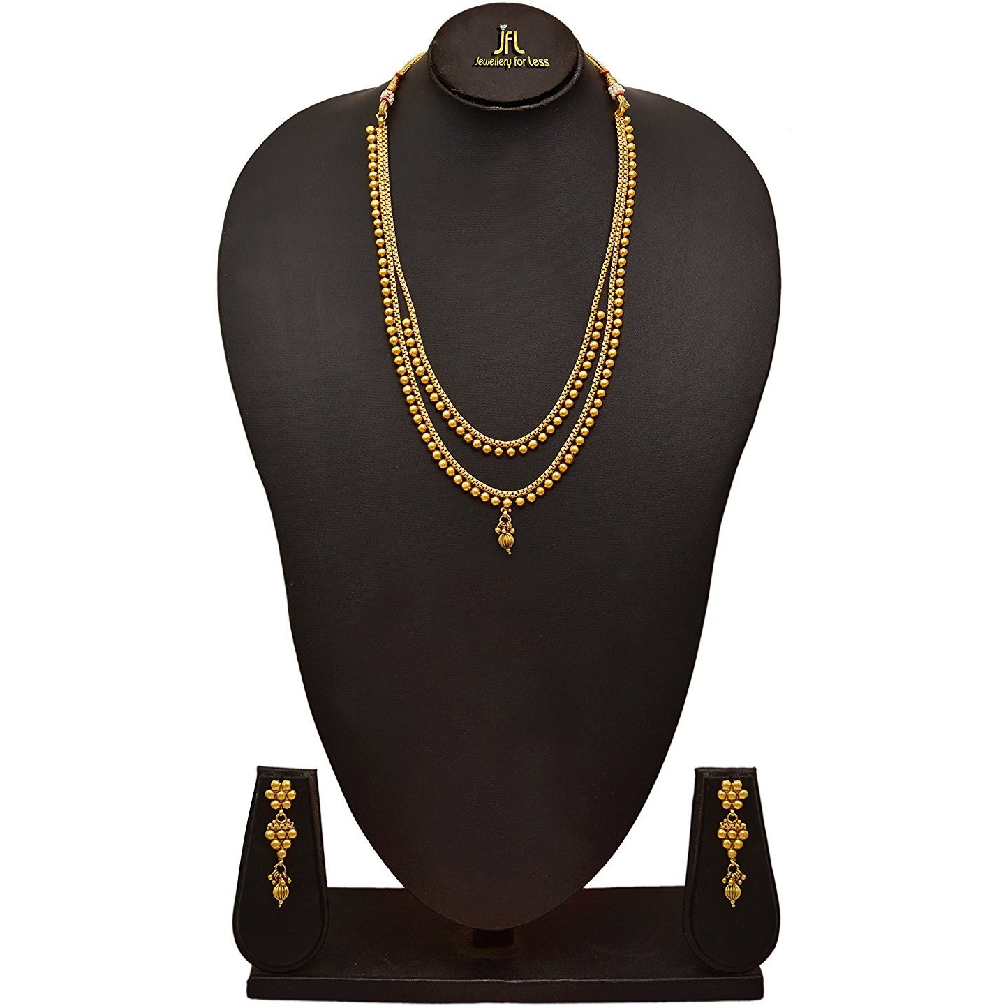 JFL - Traditional Ethnic One Gram Gold Plated Designer Multi Strands Necklace Set for Women,Valentine