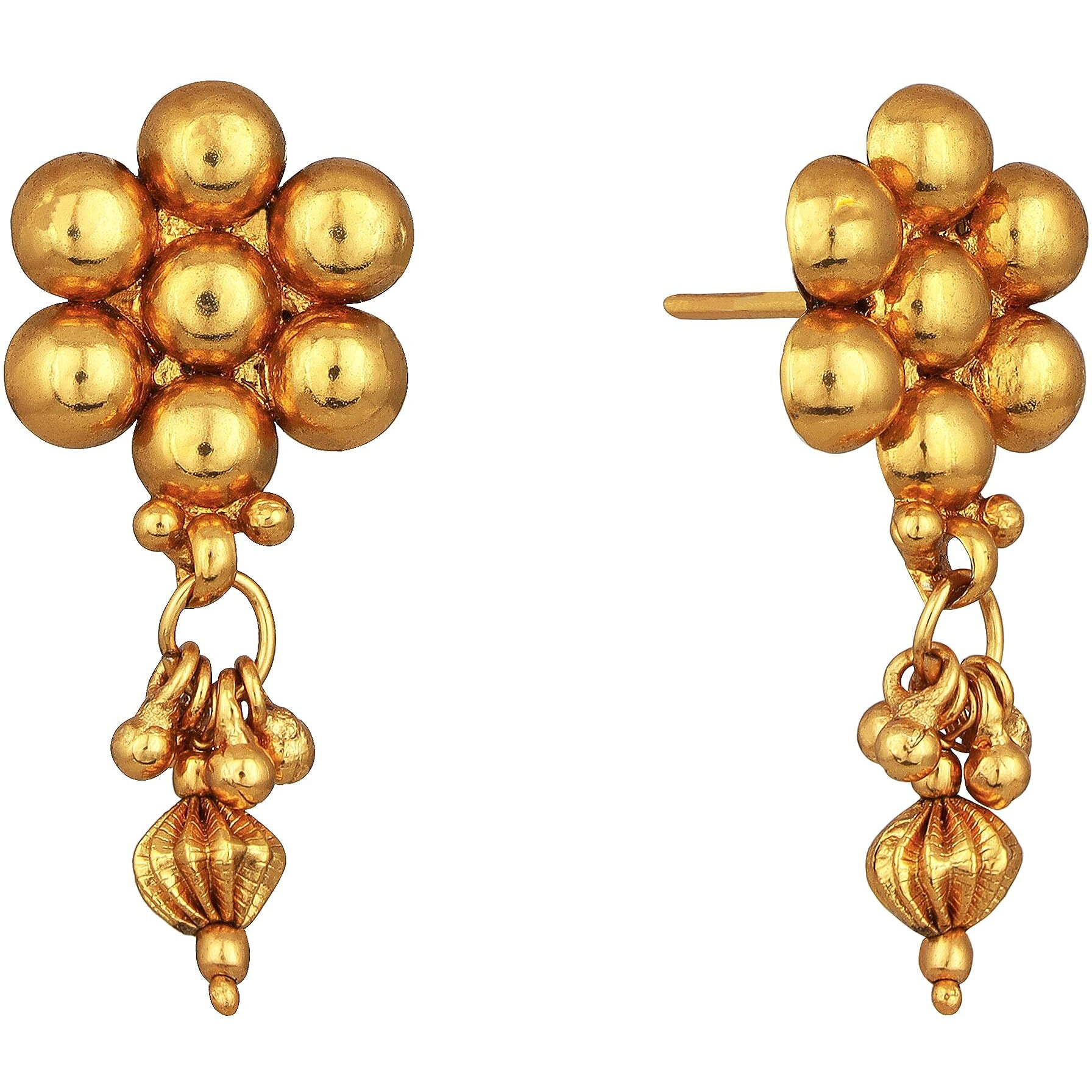 JFL - Jewellery for Less One Gram Gold Plated Traditional Patta Golden Bead Design Long Necklace Set with Adjustable Thread for Women and Girls,Valentine