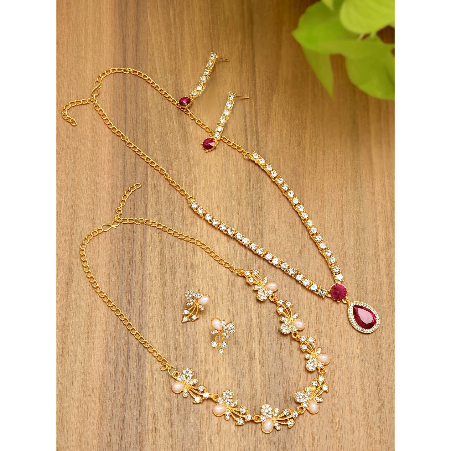 ZAVERI PEARLS Combo of 2 Fashion Diva Necklace Set For Women-ZPFK6505