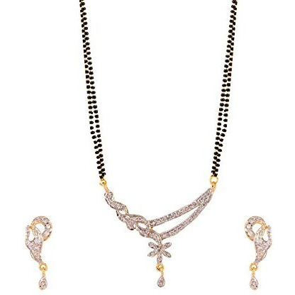 ZENEME Fashion American Diamond Gold Plated Designer Mangalsutra Combo 2 Jewellery for Women (Design-23)