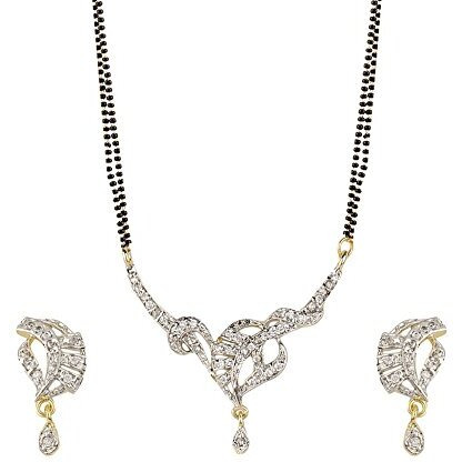 ZENEME Fashion American Diamond Gold Plated Designer Mangalsutra Combo 2 Jewellery for Women (Design-23)