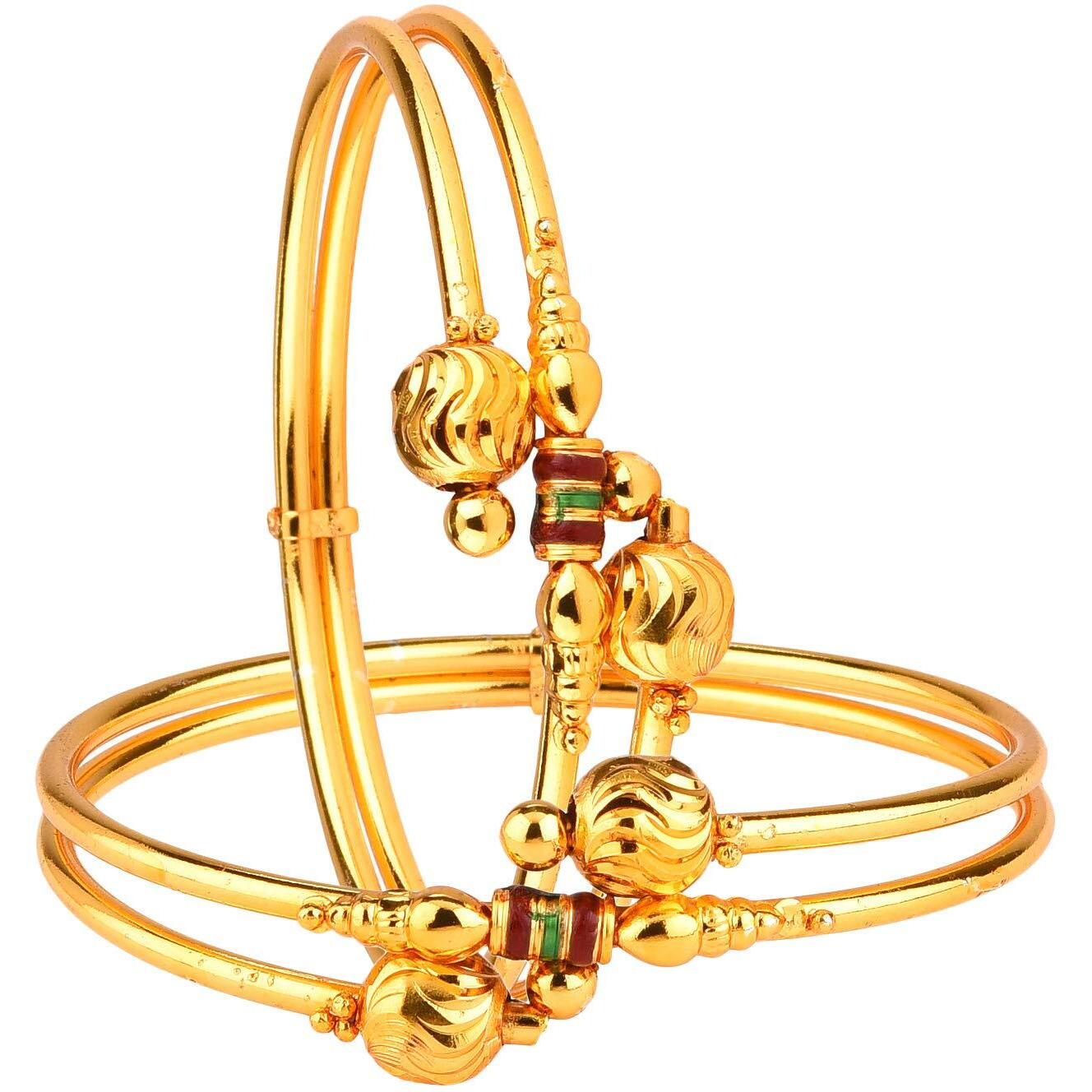 ZENEME Fashion Jewellery American Diamond Designer Gold Plated Necklace Set & Bangles for Women & Girls (2.4)