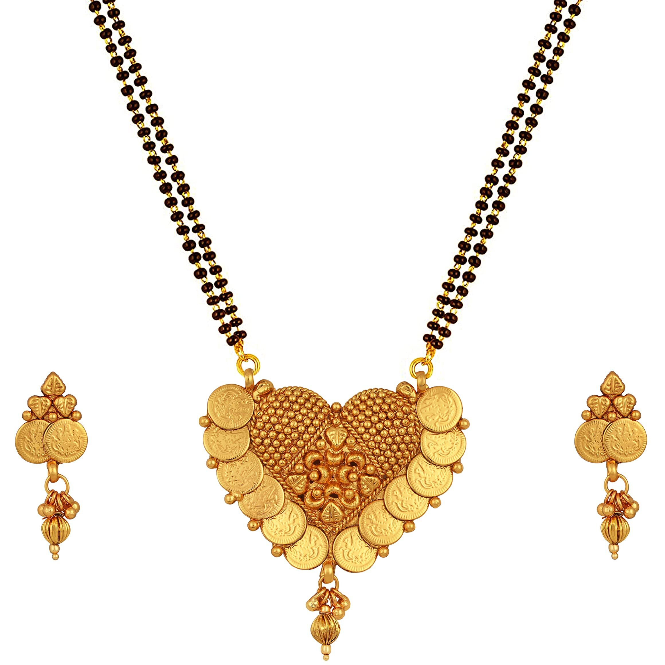 JFL - Jewellery for Less Traditional Ethnic One Gram Gold Plated Goddess Laxmi Coin Mangalsutra for Women,Valentine