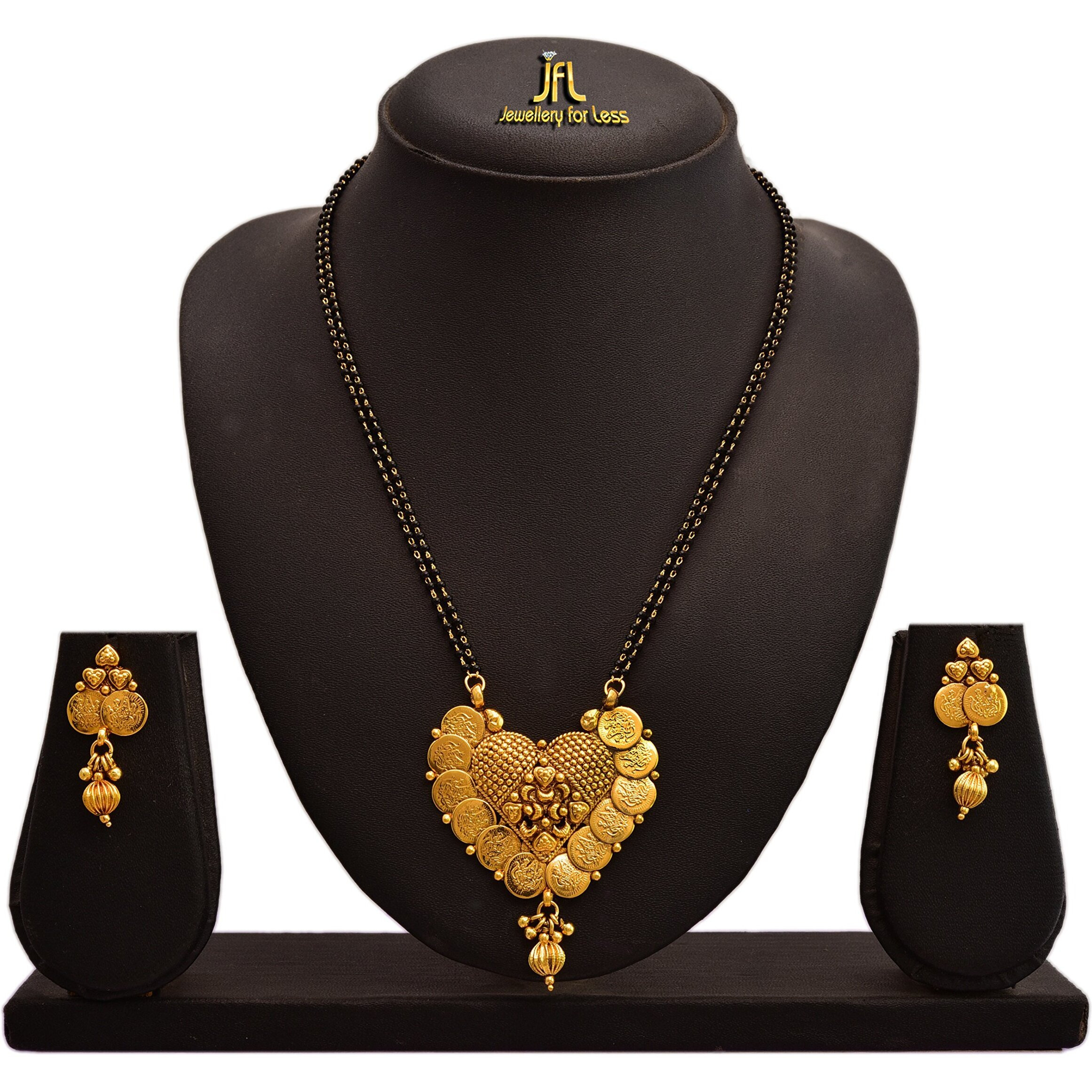 JFL - Jewellery for Less Traditional Ethnic One Gram Gold Plated Goddess Laxmi Coin Mangalsutra for Women,Valentine