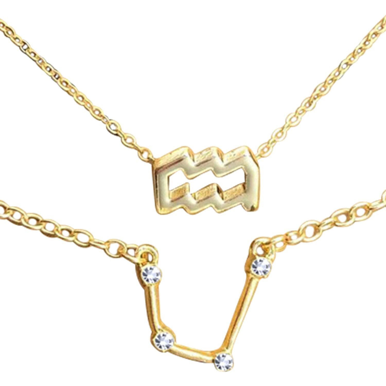 Peora Womens Virgo Horoscope Zodiac Sign Pendant Necklace and Bracelet Constellations Jewellery Combo Set (Gold)
