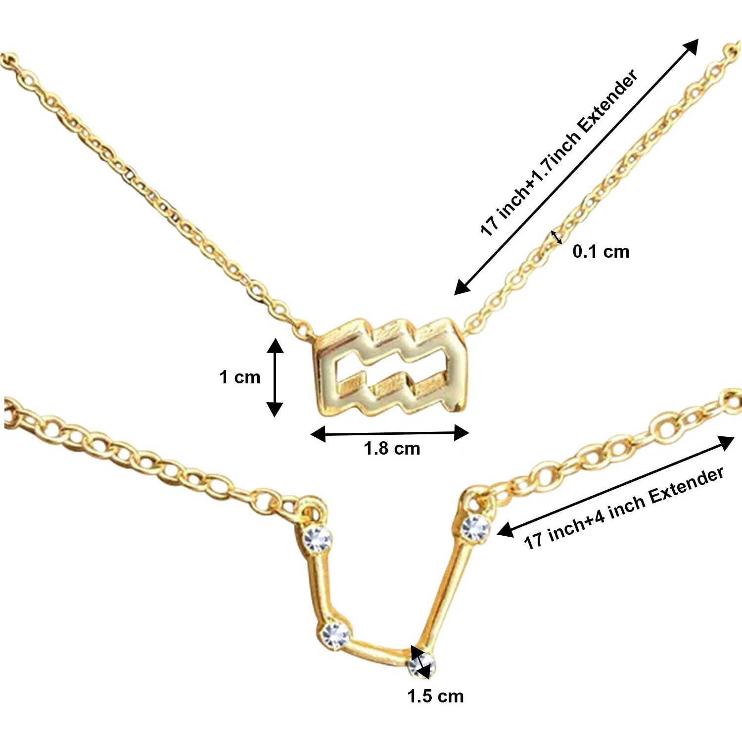 Peora Womens Virgo Horoscope Zodiac Sign Pendant Necklace and Bracelet Constellations Jewellery Combo Set (Gold)