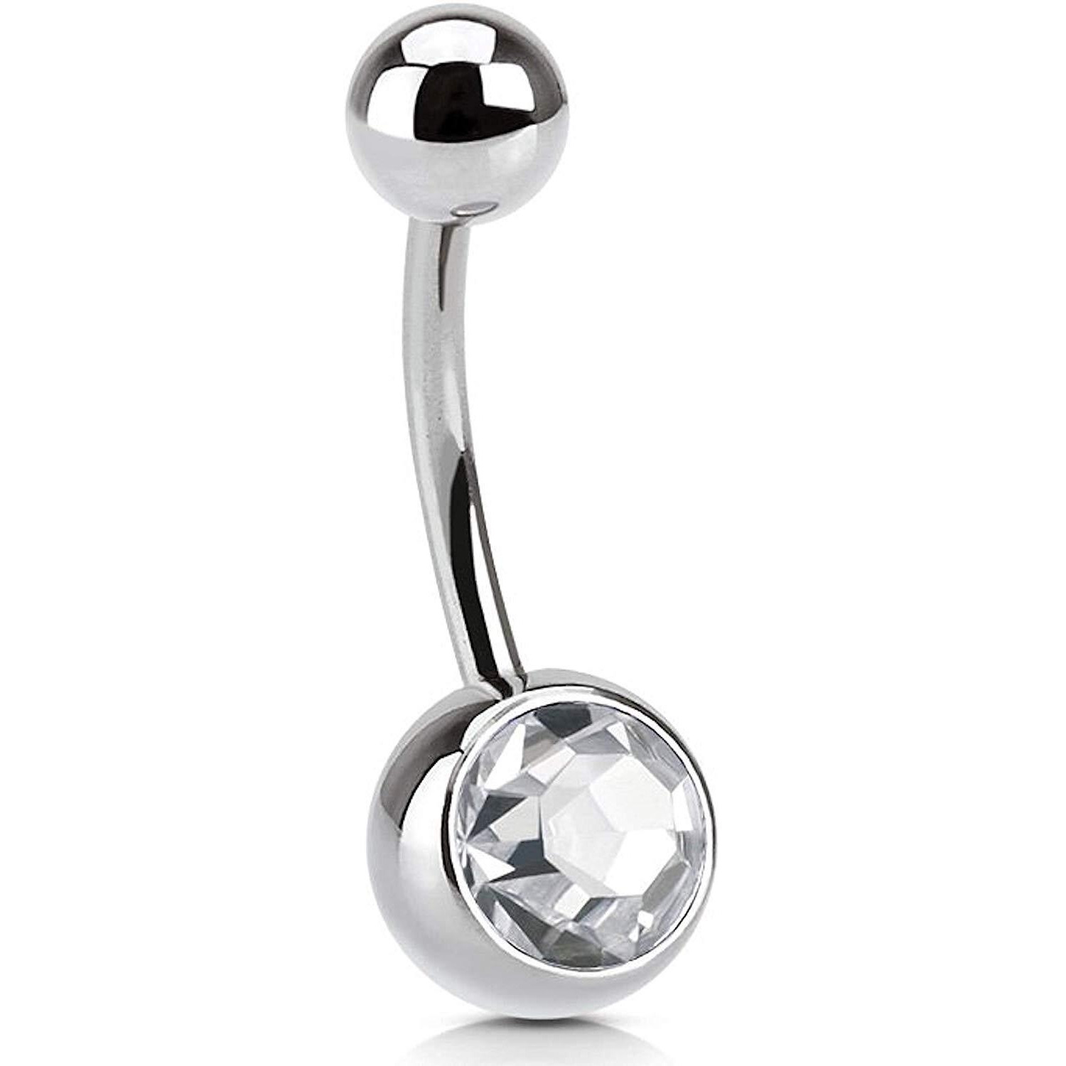 Via Mazzini Stainless Steel Round Belly Button Navel Ring for Women and Girls (BB0004)