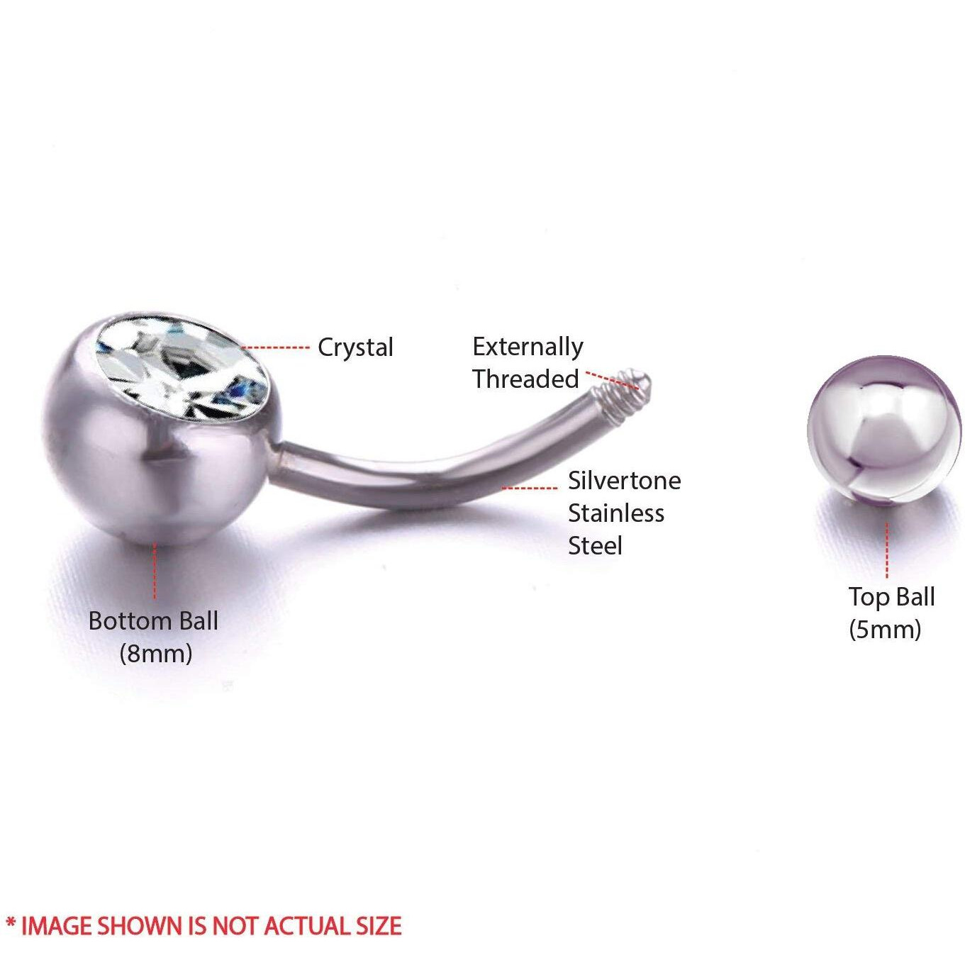Via Mazzini Stainless Steel Round Belly Button Navel Ring for Women and Girls (BB0004)