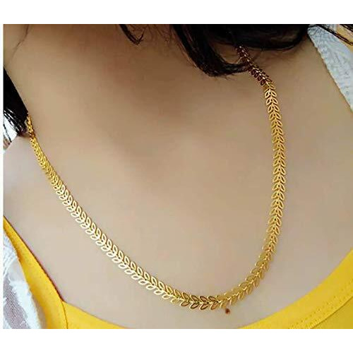 PYR FASHION Gold jewellery set 1gm 22Ct Gold Plated Long Leaf Chain for Women/Girls