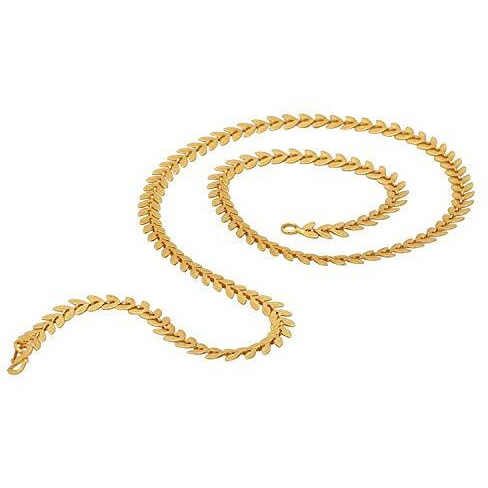 PYR FASHION Gold jewellery set 1gm 22Ct Gold Plated Long Leaf Chain for Women/Girls