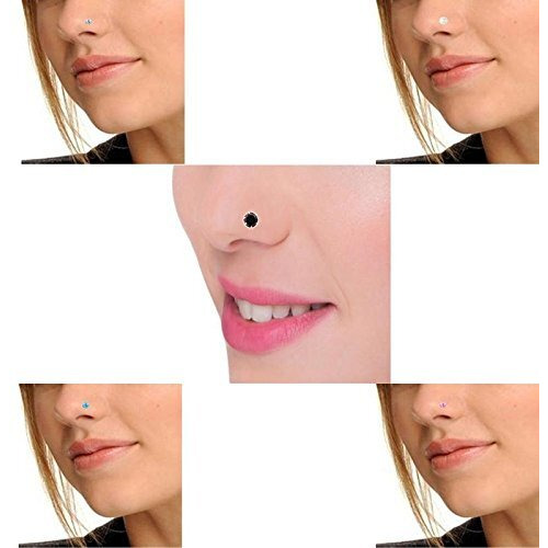 Peenzone 92.5-925 Sterling Silver Cubic Zirconia AD Multi Color Stud Nose Pin Combo Set for Women Girls