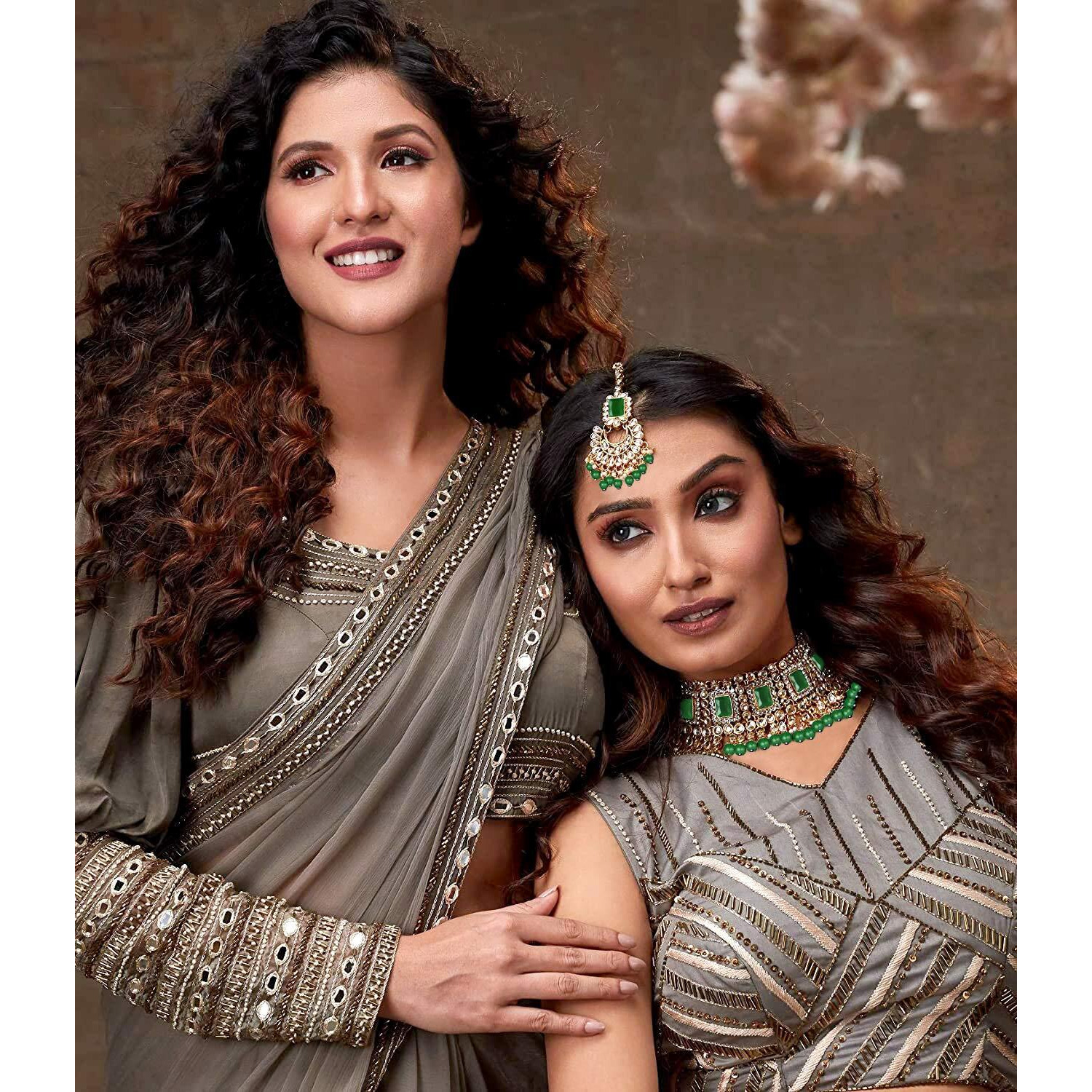 Peora Rani Padmavati Dulhan Bridal Kundan Pearl Adjustable Choker Necklace with Earrings Maang Tikka for Women Girls Indian Traditional Jewellery Set